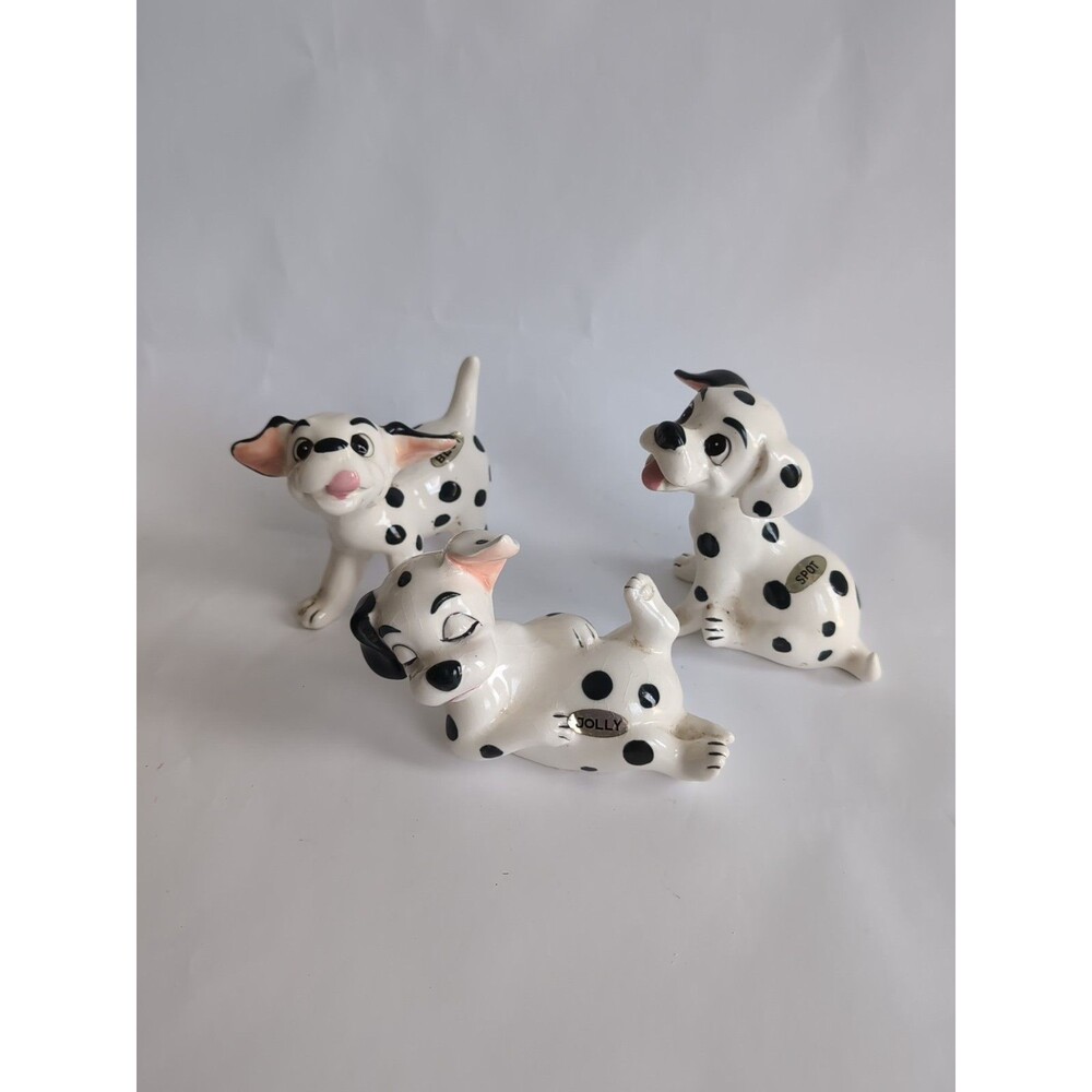 Vtg 101 Dalmatians Figurines Jolly Blot Spot Disney Japan Ceramic Dog Set of 3